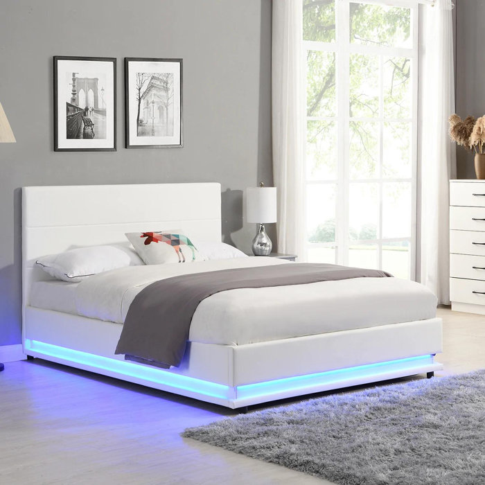 Metro Lane Wilburton LED Upholstered Ottoman Bed Frame & Reviews